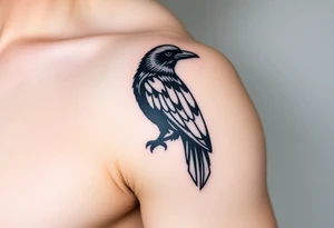 Geometric Perched Raven with linework around it. tattoo idea