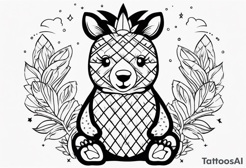 Cute pineapple bear tattoo idea