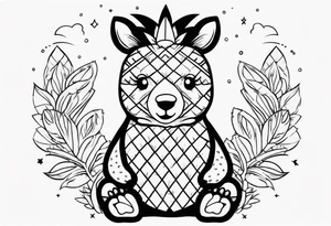 Cute pineapple bear tattoo idea