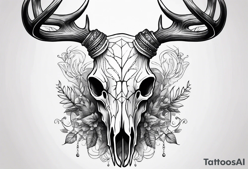 Big deer skull with lots of points tattoo idea