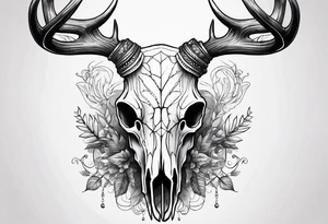 Big deer skull with lots of points tattoo idea