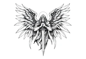 Holy Archangel, Biblical, Christianity, Heavenly Army, Hebrew, Guards of Christianity, Holding a sword, having six wings, seraphim tattoo idea