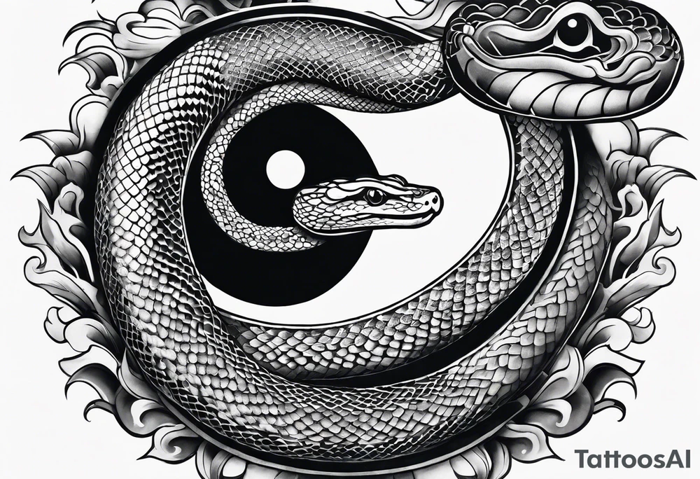 Snake tattoo for placement down the spine with the head positioned at the bottom in japanese style to symbolise a journey of healing with a slight incorporation of yin yang tattoo idea