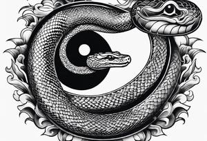 Snake tattoo for placement down the spine with the head positioned at the bottom in japanese style to symbolise a journey of healing with a slight incorporation of yin yang tattoo idea