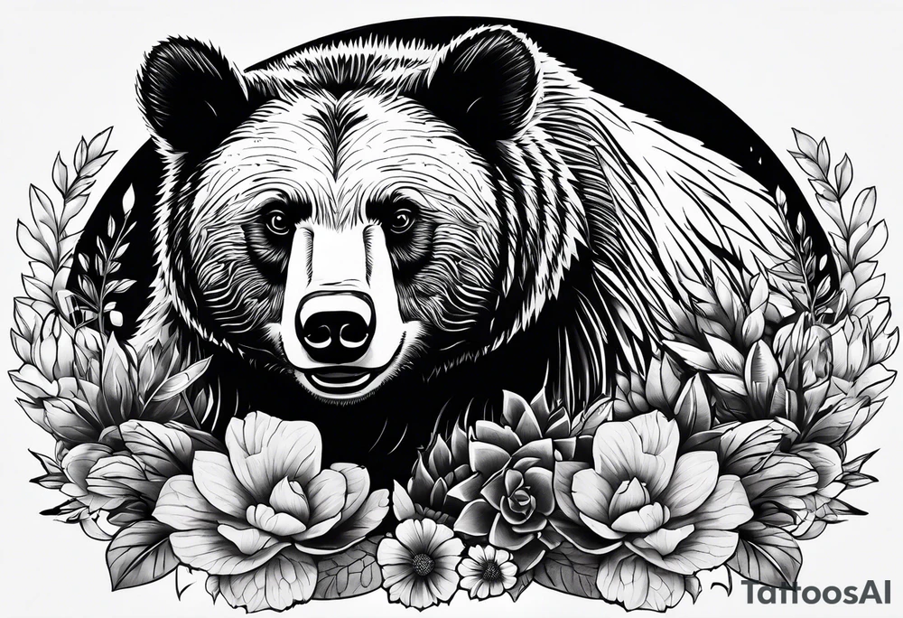 black bear and hedgehog tattoo idea