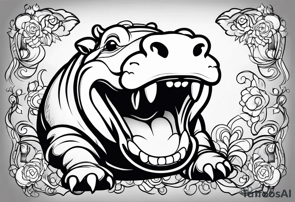 Baby hippo laughing tattoo idea