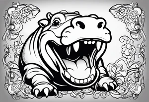 Baby hippo laughing tattoo idea