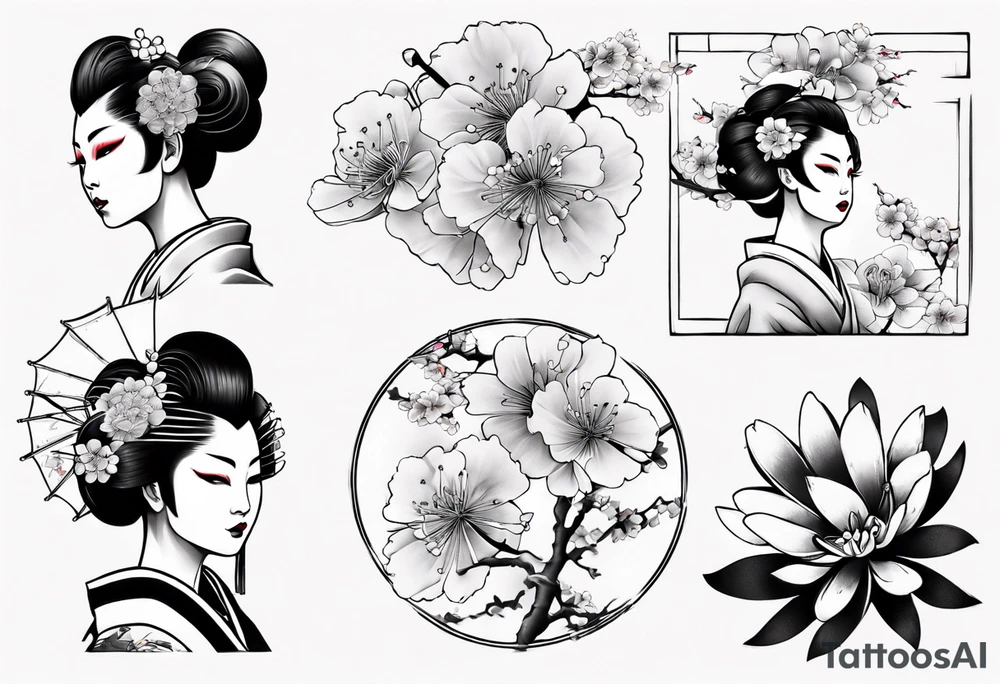Geisha sakura tattoo idea