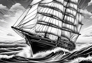 boat on stormy seas tattoo idea