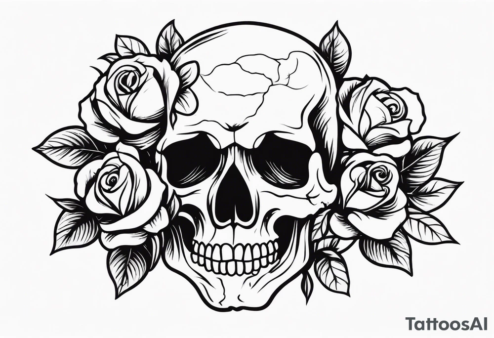 skull and roses tattoo idea