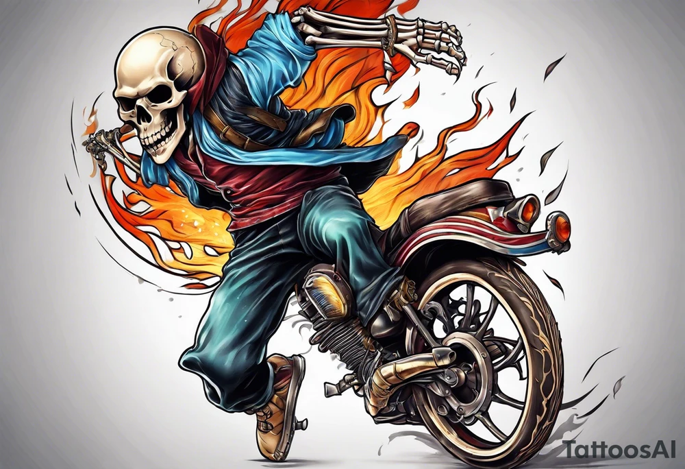 skeleton running from the world tattoo idea