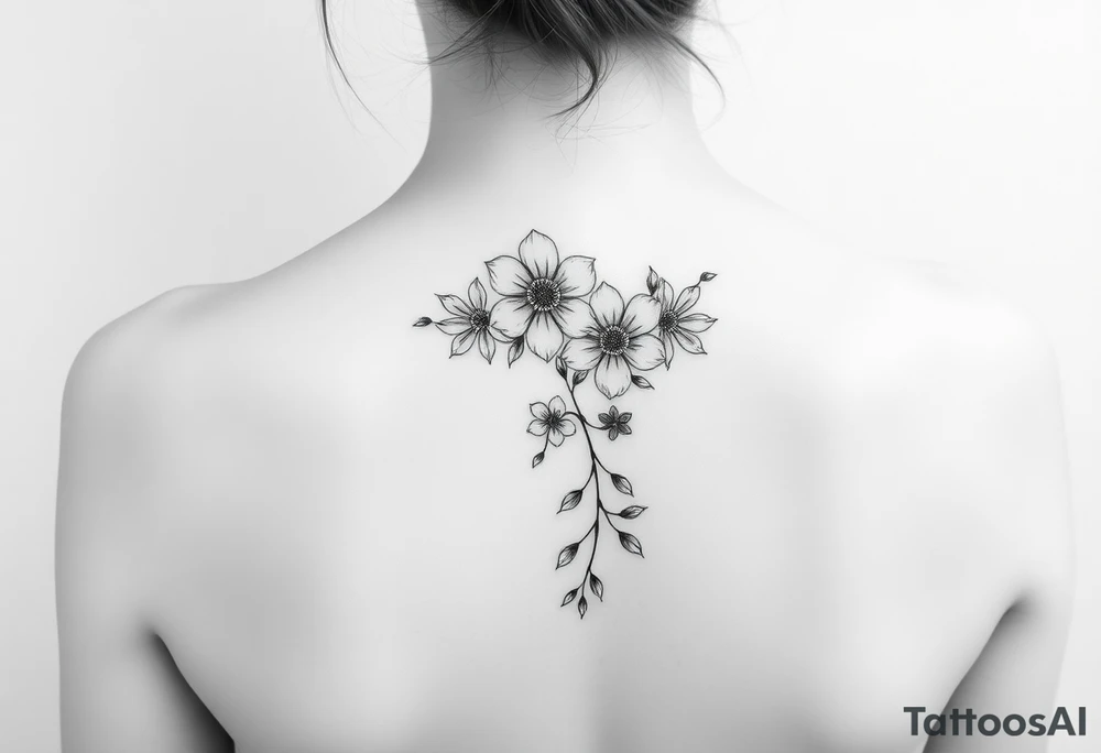 a bunch of flowers going down spine tattoo tattoo idea