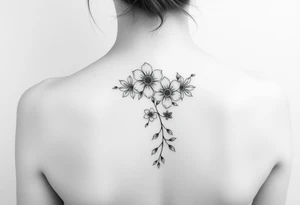 a bunch of flowers going down spine tattoo tattoo idea