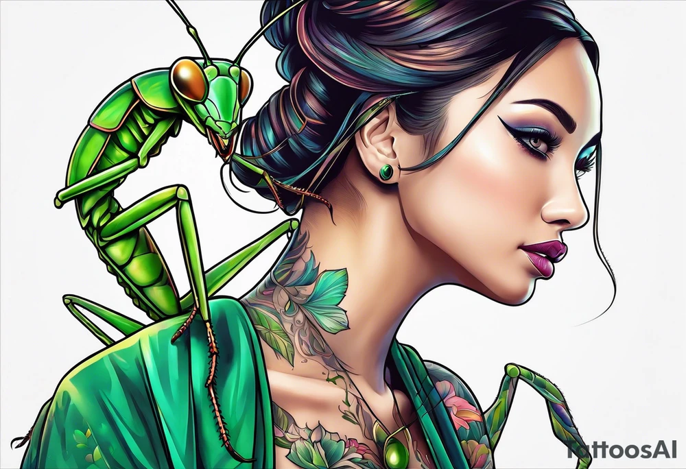 Praying mantis dancing tattoo idea