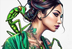 Praying mantis dancing tattoo idea