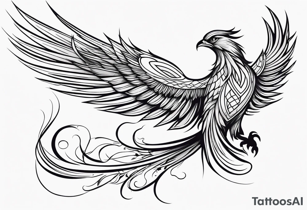 Side view of phoenix tattoo idea