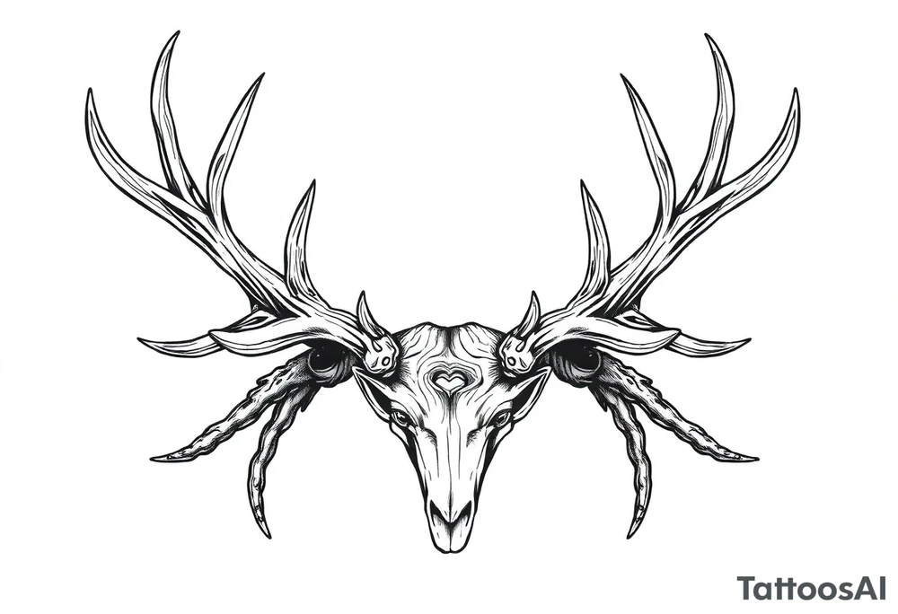 a rain deer horn with wood pattern on it tattoo idea