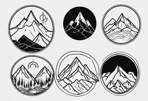 Four peak line art mountain tattoo tattoo idea
