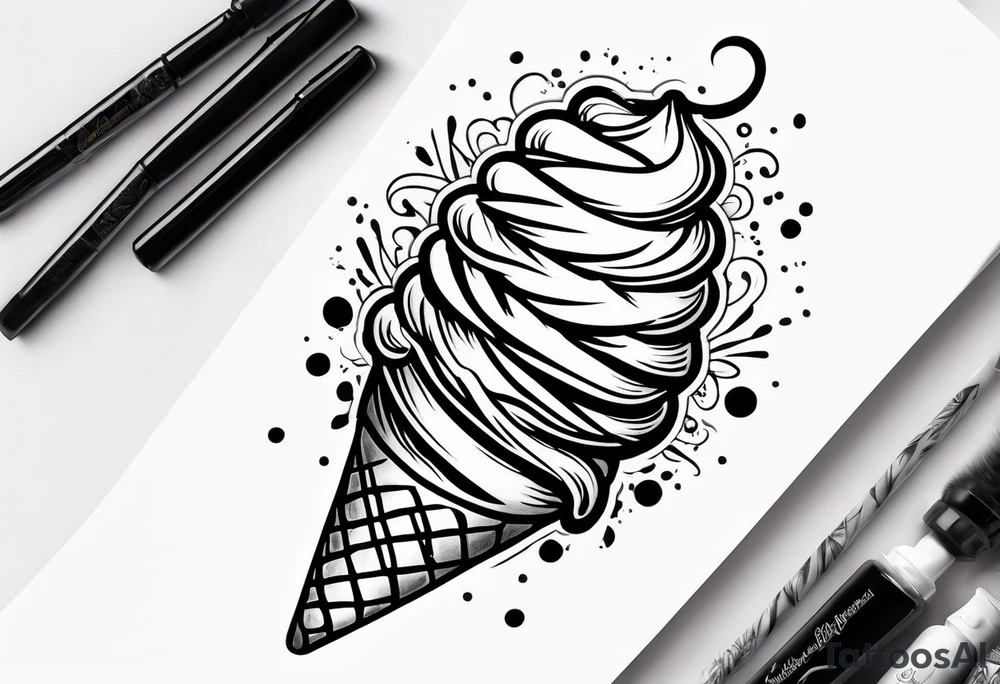 one scoop ice cream cone tattoo idea