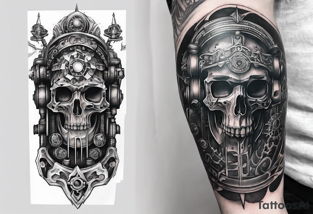 Brutal sleeve tattoo adeptus mechanicus tattoo idea