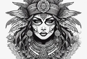 kali, goddess pirate, pachamama, valkrye, warrior, skull, lotus azul, wing, eagle, zenza resonance, stars tattoo idea