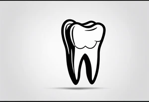 a simple outline of a tooth, white and shiny, cartoon style tattoo idea