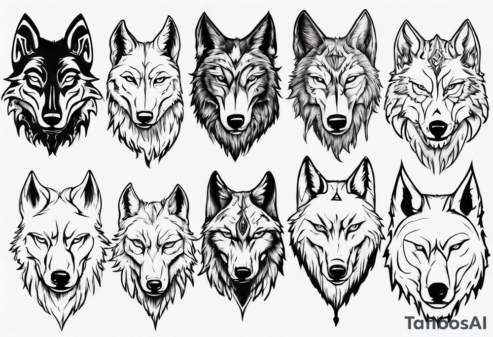wolf head tattoo idea