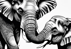 Elephant helping another to not fall tattoo idea
