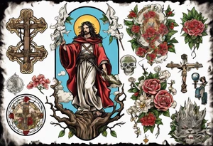 saint wilgefortis nailed to a tree tattoo idea