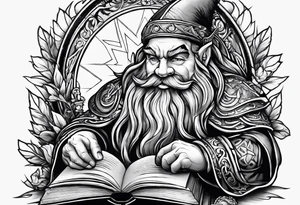dwarf coming out of a book tattoo idea