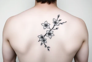 Feminine cherry blossoms thigh tattoo idea