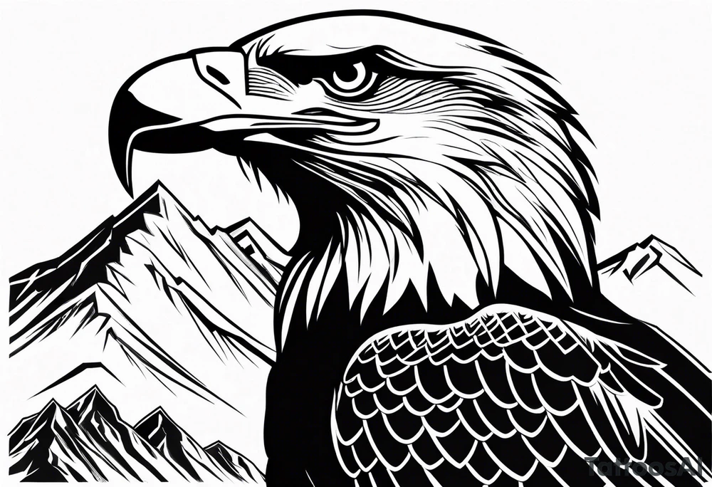 6 mountains in background with bald eagle flying tattoo idea 6 mountains in background with bald eagle flying tattoo idea
