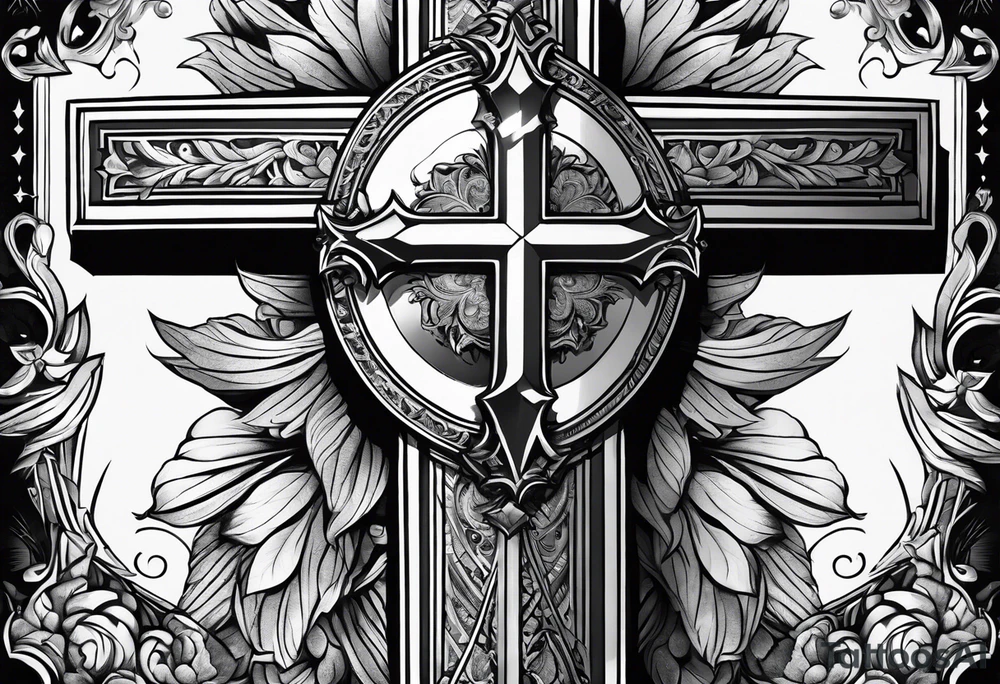 A cross with the verse like 1:37 going through it tattoo idea
