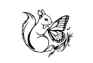 Squirrel kissing butterfly tattoo idea