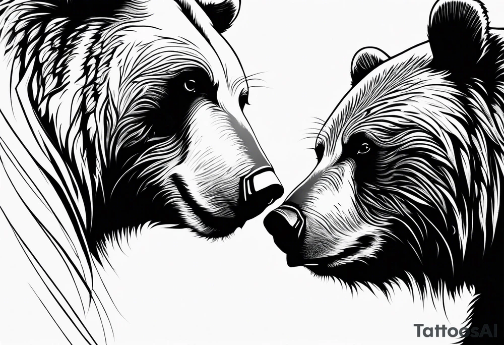 mother bear and cub looking at each other teardrop shaped simple tattoo idea mother bear and cub looking at each other teardrop shaped simple tattoo idea
