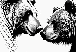 mother bear and cub looking at each other teardrop shaped simple tattoo idea