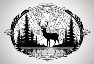 Wald silhouette mit Geometric Muster im Hintergrund tattoo idea