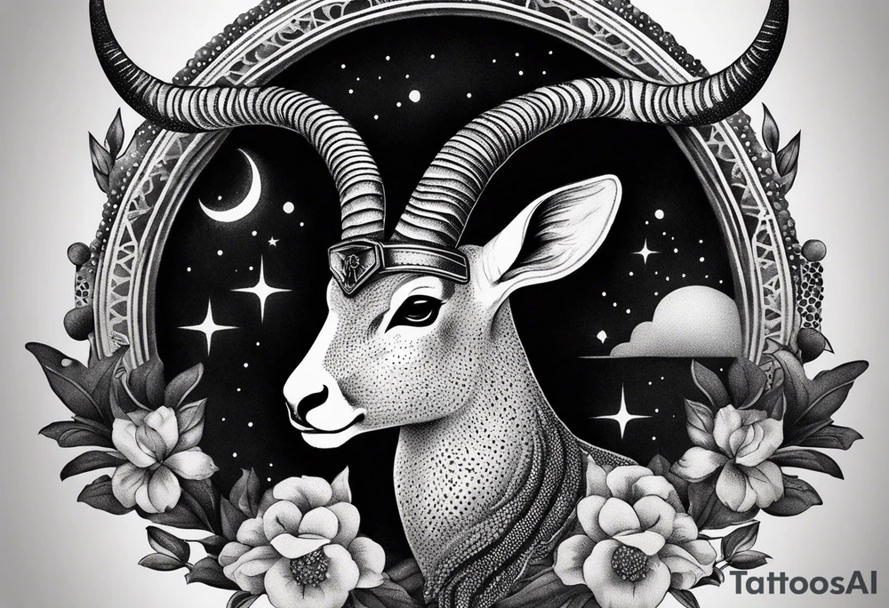 capricorn with sunglasses and gun tattoo idea