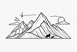 Mountain and Wolf tattoo idea