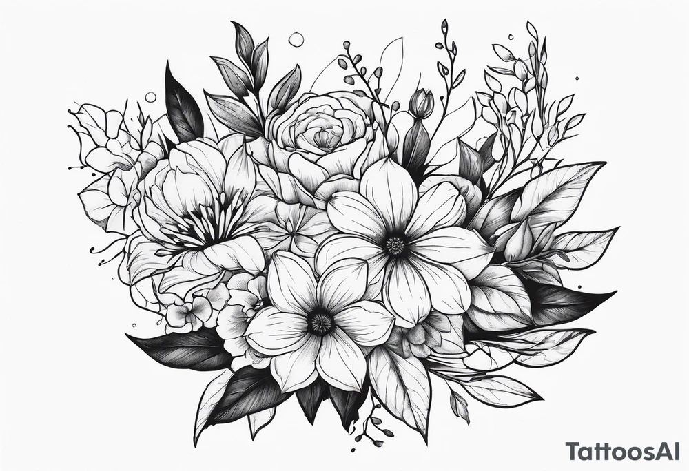 bouquet tattoo idea
