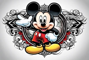 martial arts mickey mouse tattoo idea