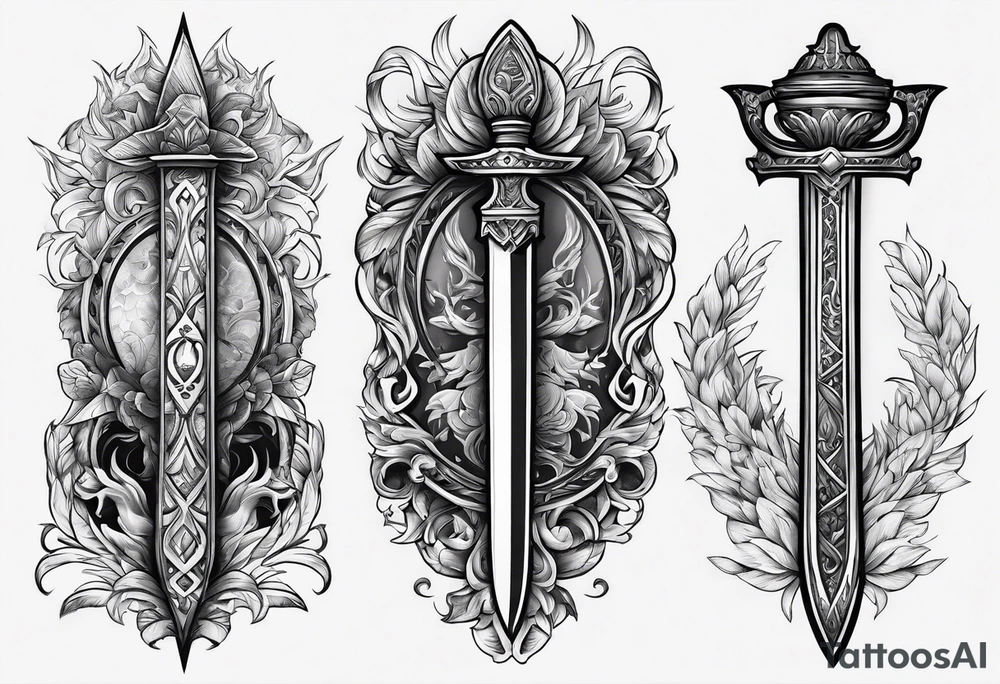 Dagger with hourglass inside tattoo idea