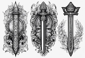 Dagger with hourglass inside tattoo idea