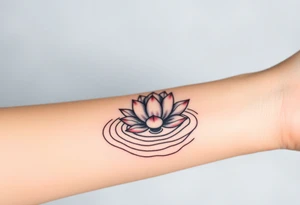 serene lotus flower emerging from sacred waters with ripples tattoo idea