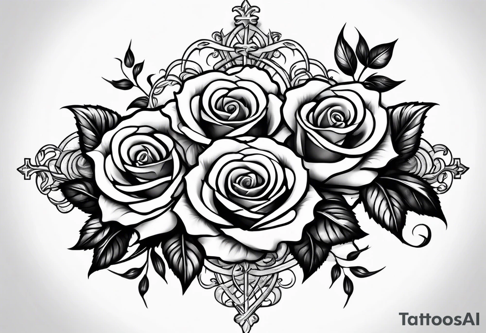 Roses wrapped around a cross tattoo idea