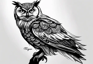 An owl with the name Teagan written inside of it somewhere tattoo idea