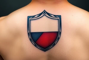 A Czech flag inside a shield emblem, with metallic textures enhancing its strength and durability tattoo idea