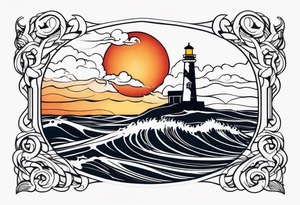 Leuchtturm 
Seil Bild 
Feuer 
Welle 
Schiff tattoo idea