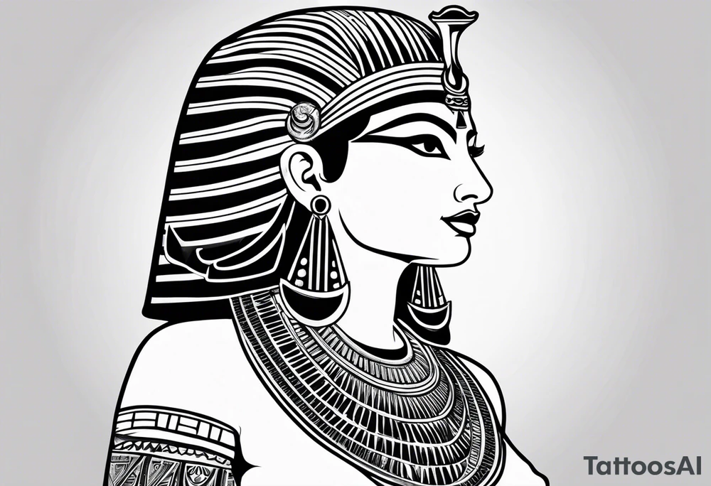 black and white Egyptian goddess Isis tattoo idea