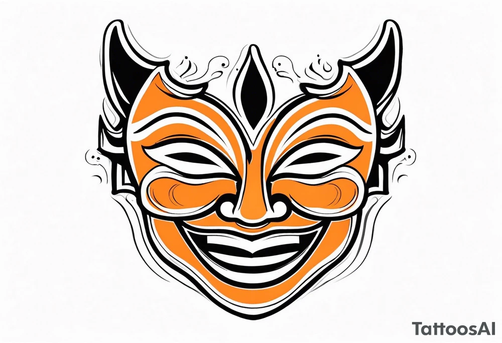 Laughing mask that is orange and black tattoo idea